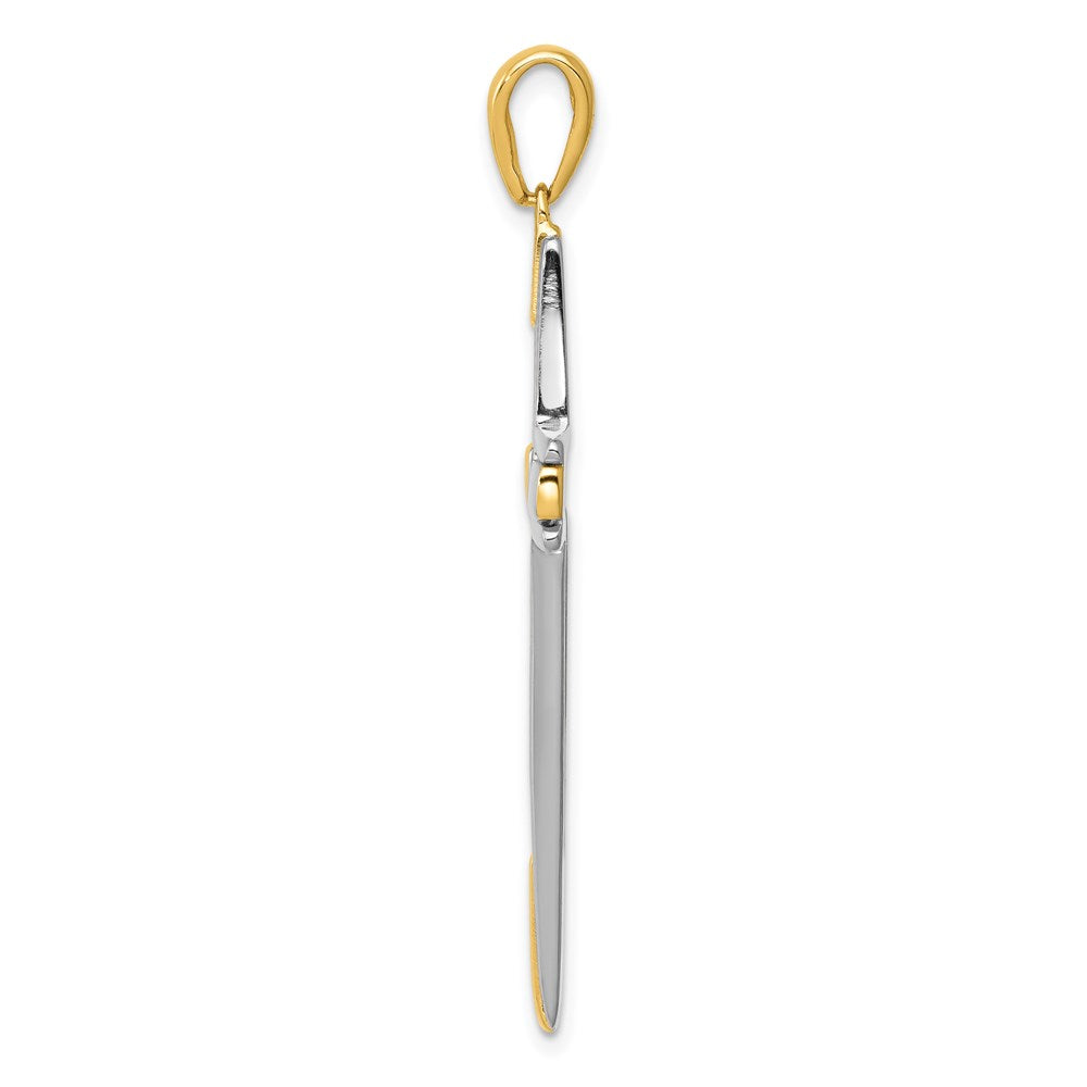 14K Bicolor Gold Fantasie-Kreuzanhänger