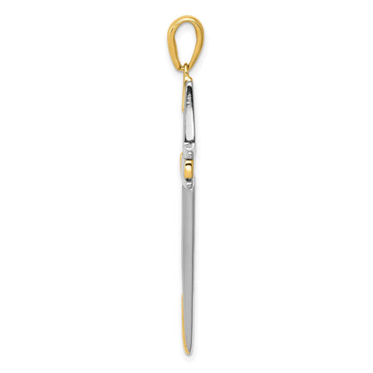 14K Bicolor Gold Fantasie-Kreuzanhänger