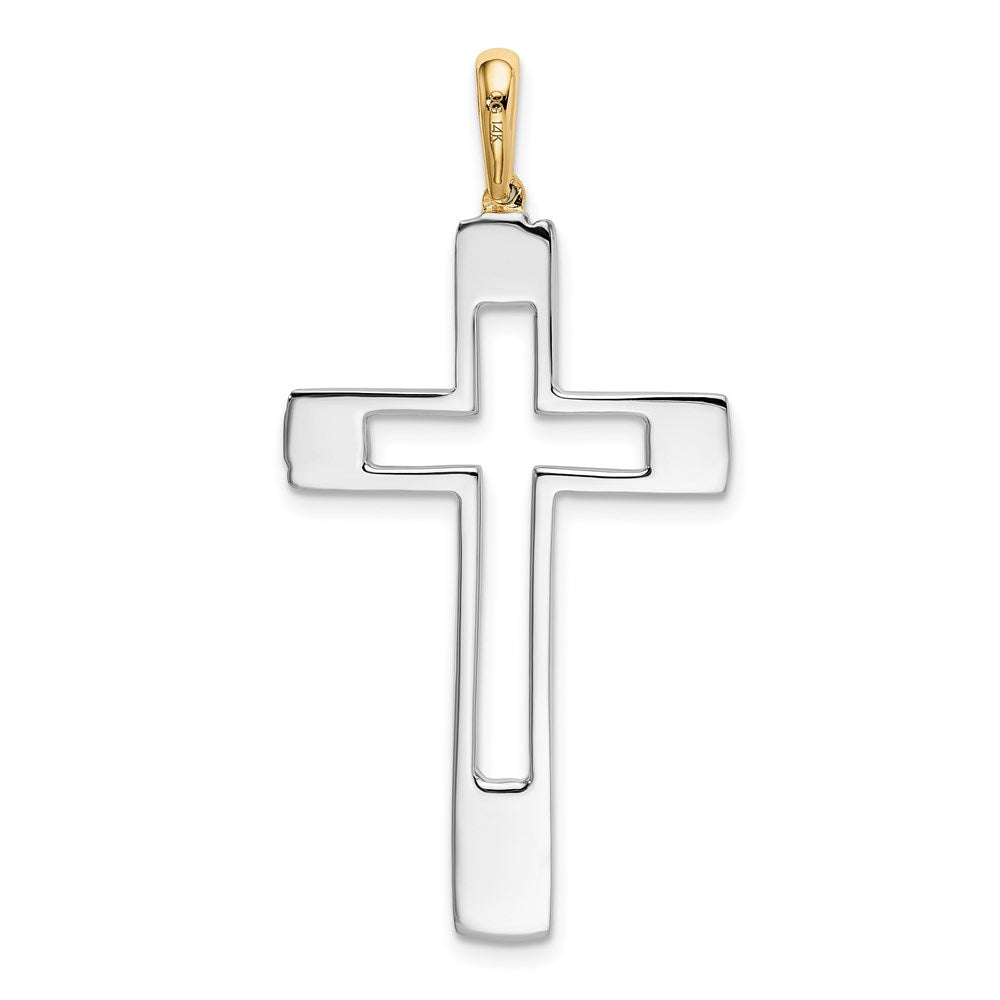 14K Bicolor Gold Fantasie-Kreuzanhänger