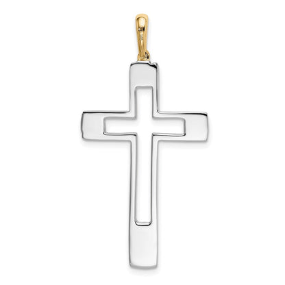 14K Bicolor Gold Fantasie-Kreuzanhänger