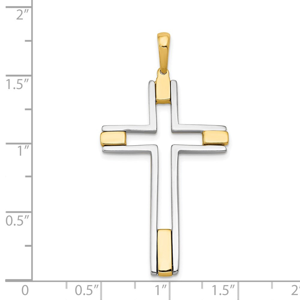 14K Bicolor Gold Fantasie-Kreuzanhänger