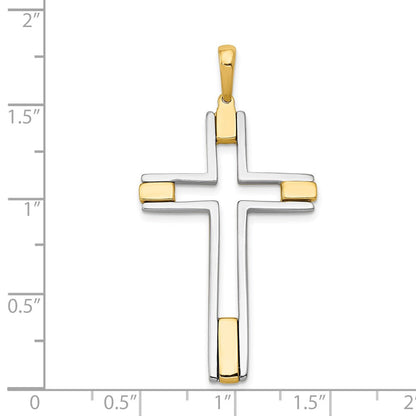 14K Bicolor Gold Fantasie-Kreuzanhänger