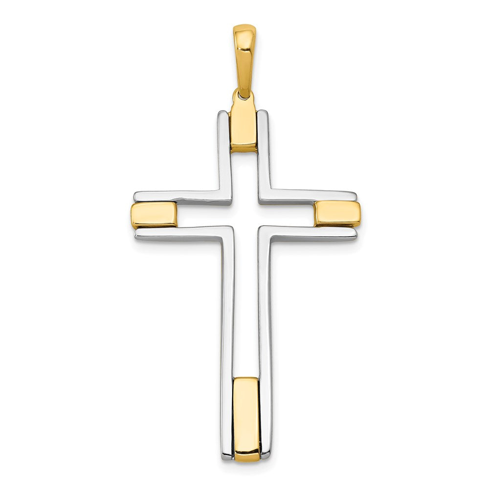 14K Bicolor Gold Fantasie-Kreuzanhänger