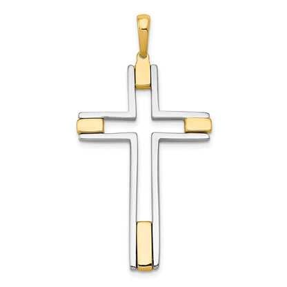 14K Bicolor Gold Fantasie-Kreuzanhänger