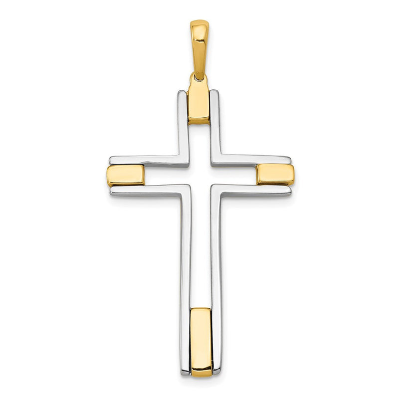 14K Bicolor Gold Fantasie-Kreuzanhänger