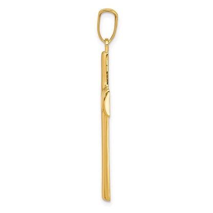 14K Gelbgold Hohl Kreuz Anhänger