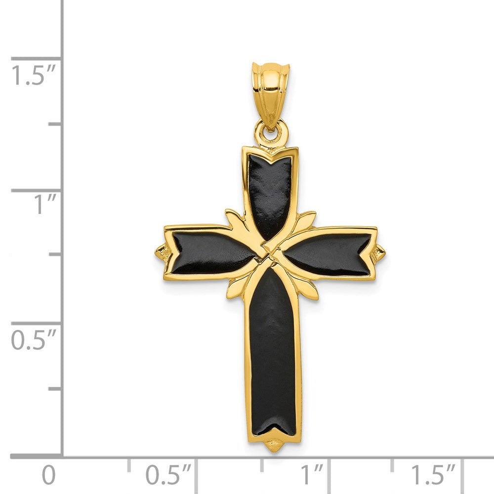 14K Gelbgold Latein-Kreuz-Anhänger, emailliert