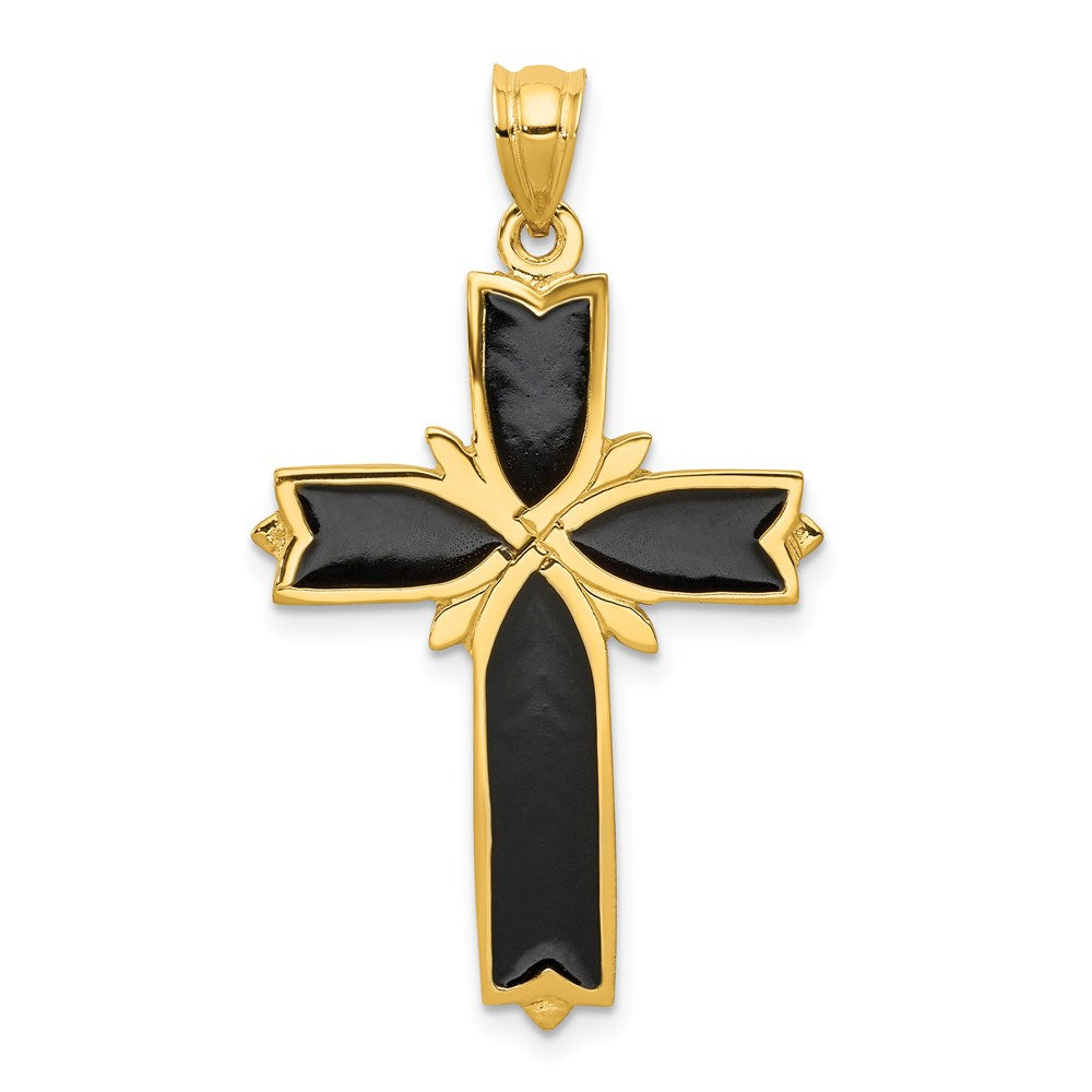 14K Gelbgold Latein-Kreuz-Anhänger, emailliert