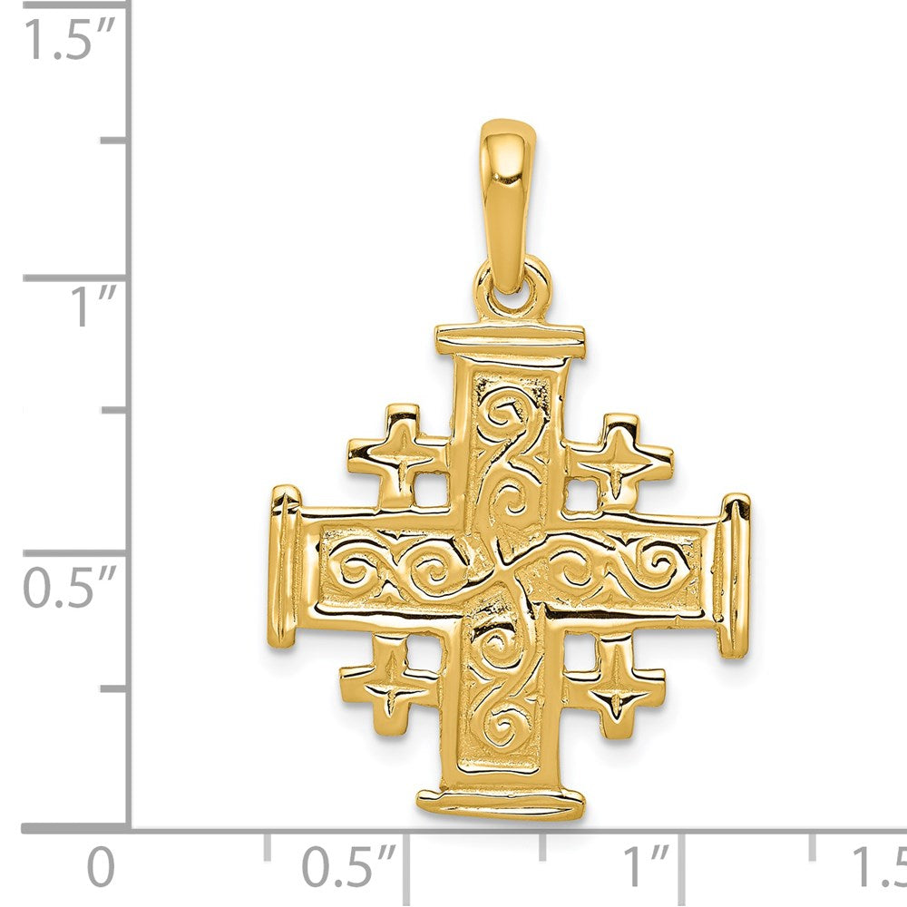 14K Gelbgold Jerusalem-Kreuz-Anhänger