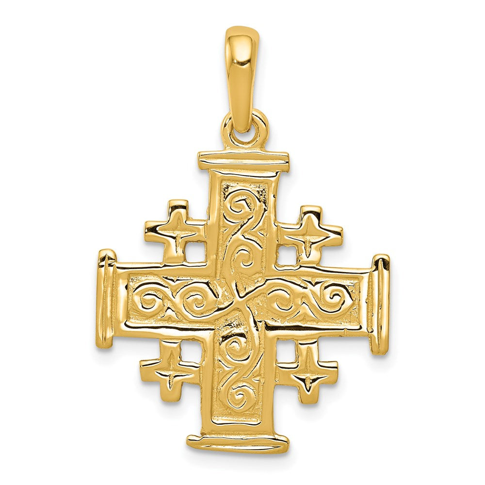 14K Gelbgold Jerusalem-Kreuz-Anhänger