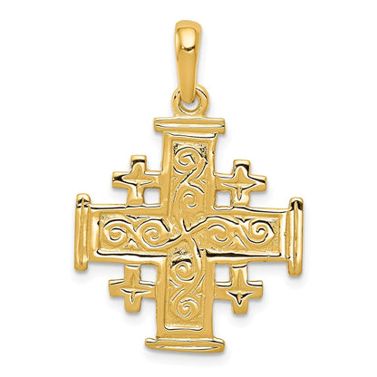 14K Gelbgold Jerusalem-Kreuz-Anhänger