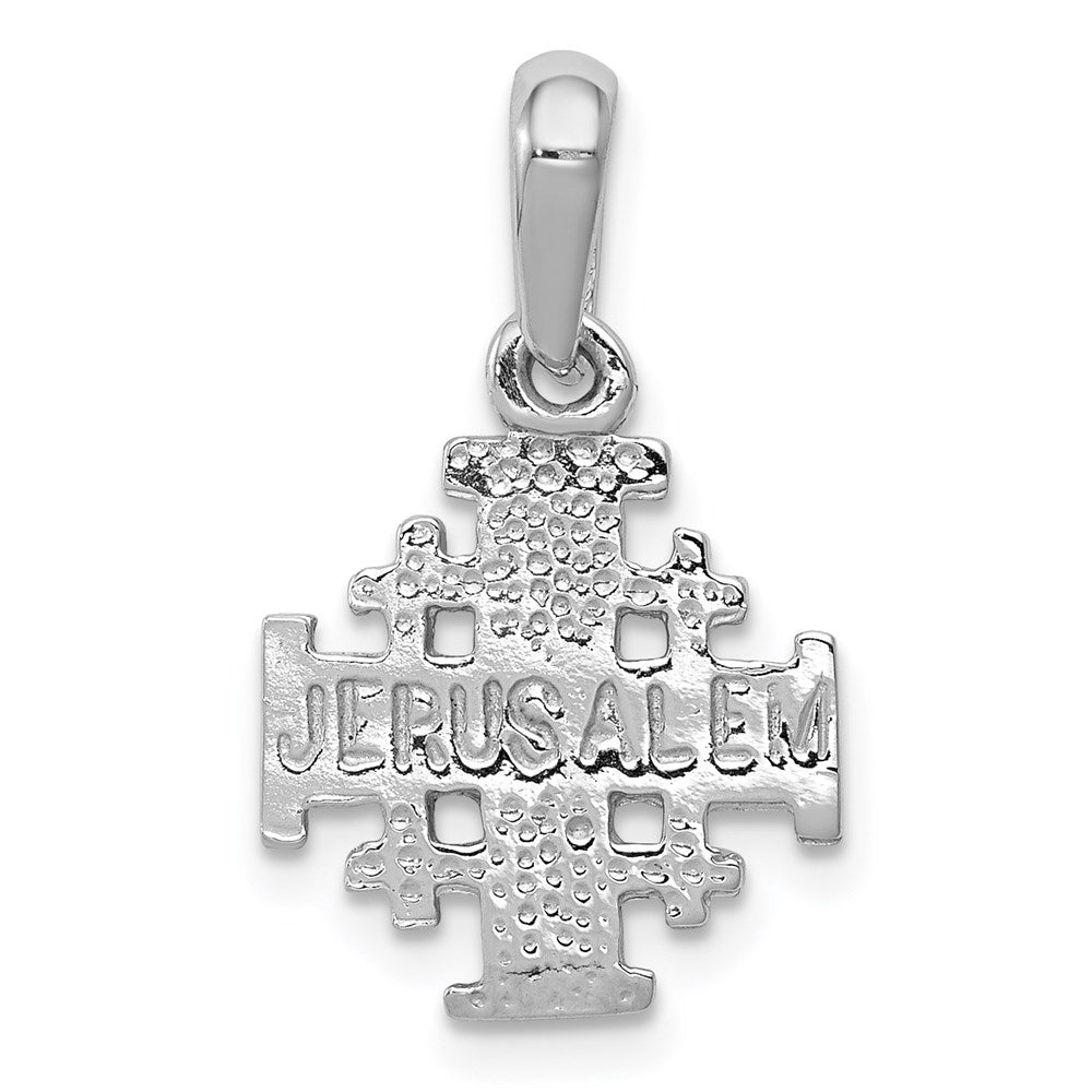 14 Karat Weißgold Jerusalem-Kreuz-Charm