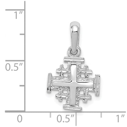14 Karat Weißgold Jerusalem-Kreuz-Charm