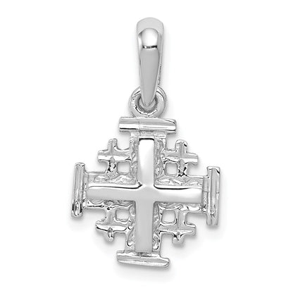 14 Karat Weißgold Jerusalem-Kreuz-Charm