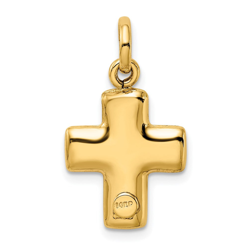14K Gelbgold Gewölbt Kreuz Charm