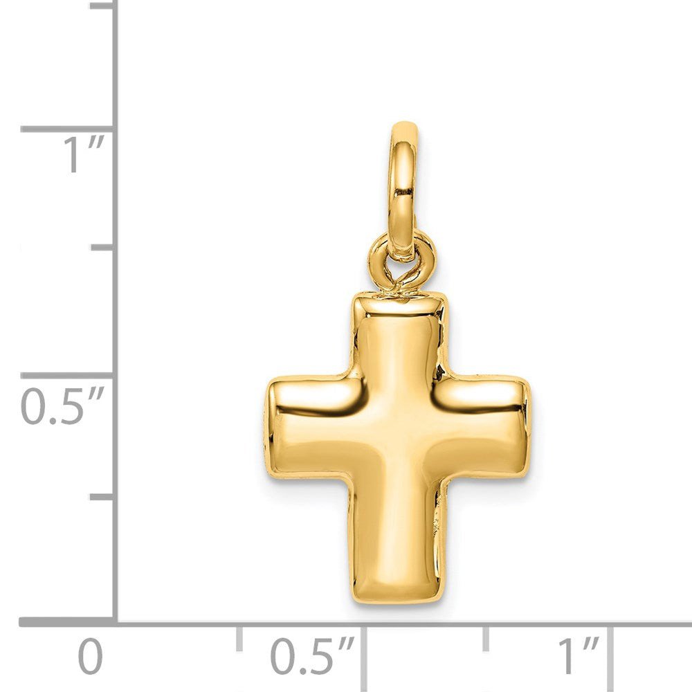 14K Gelbgold Gewölbt Kreuz Charm