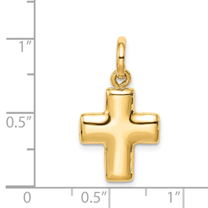 14K Gelbgold Gewölbt Kreuz Charm
