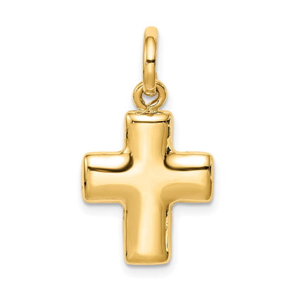 14K Gelbgold Gewölbt Kreuz Charm