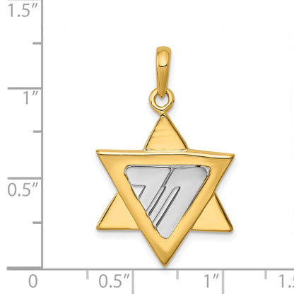 14 Karat Bicolor-Gold Anhänger Davidstern