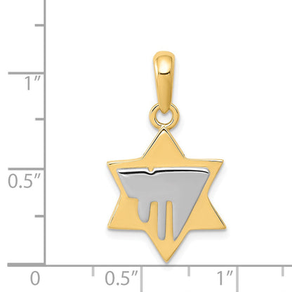14K Bicolorgold Chai-Anhänger mit Davidstern