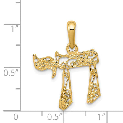 14K Gelbgold Filigran Chai Anhänger