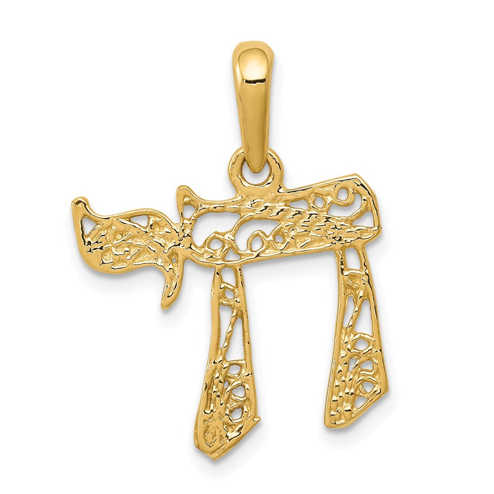 14K Gelbgold Filigran Chai Anhänger