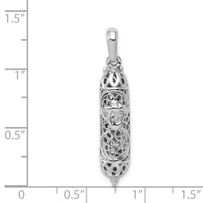 14K Weißgold 3D-Mesusa-Anhänger