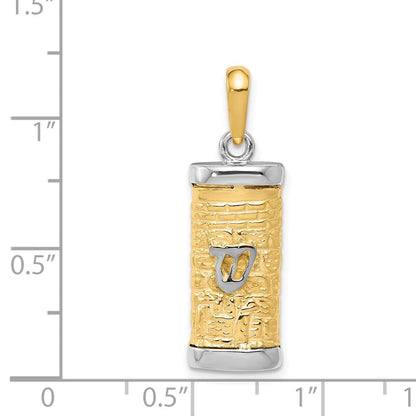 14K Bicolor-Gold 3D-Mesusa-Anhänger in Bicolor-Gold