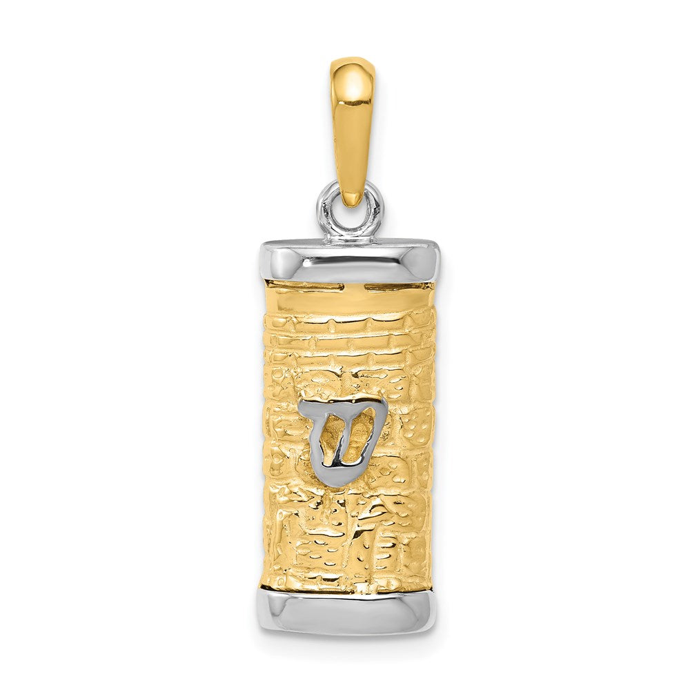 14K Bicolor-Gold 3D-Mesusa-Anhänger in Bicolor-Gold