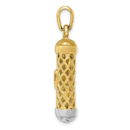 14K Bicolor Gold 3D-Mesusa-Anhänger