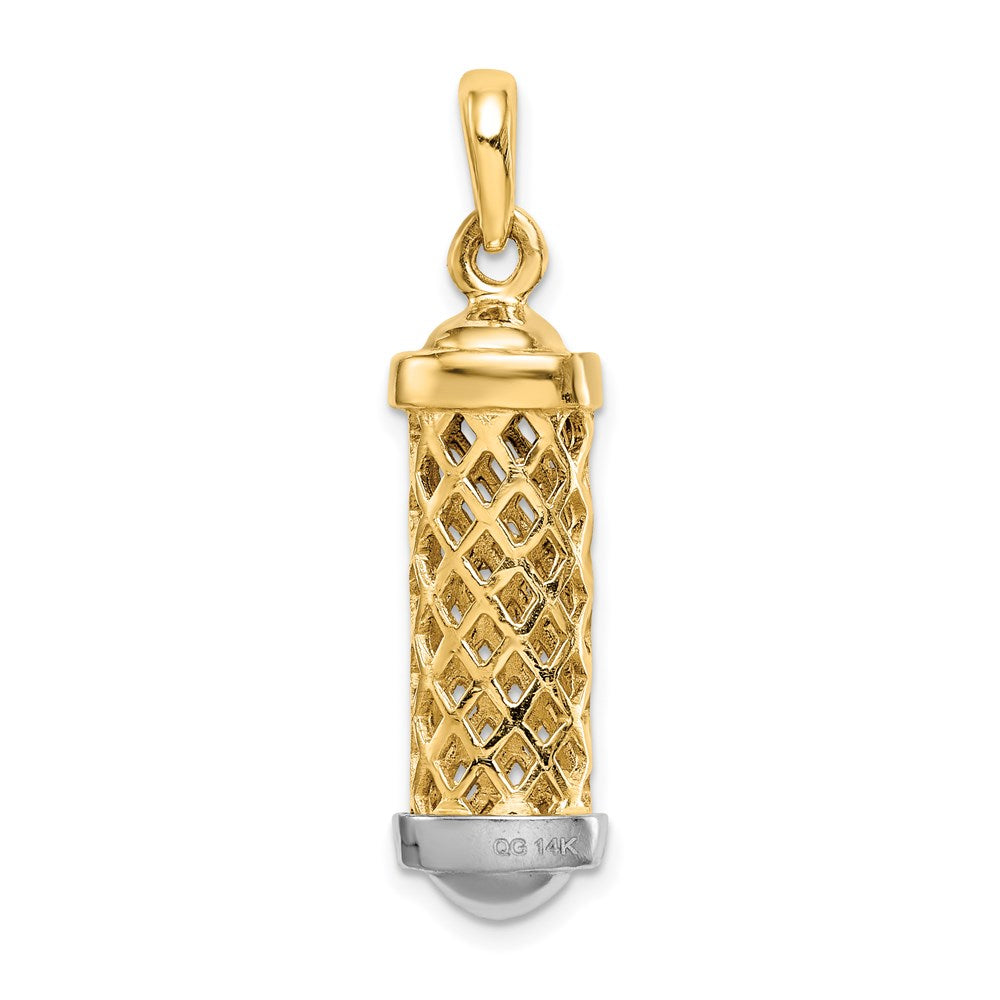 14K Bicolor Gold 3D-Mesusa-Anhänger