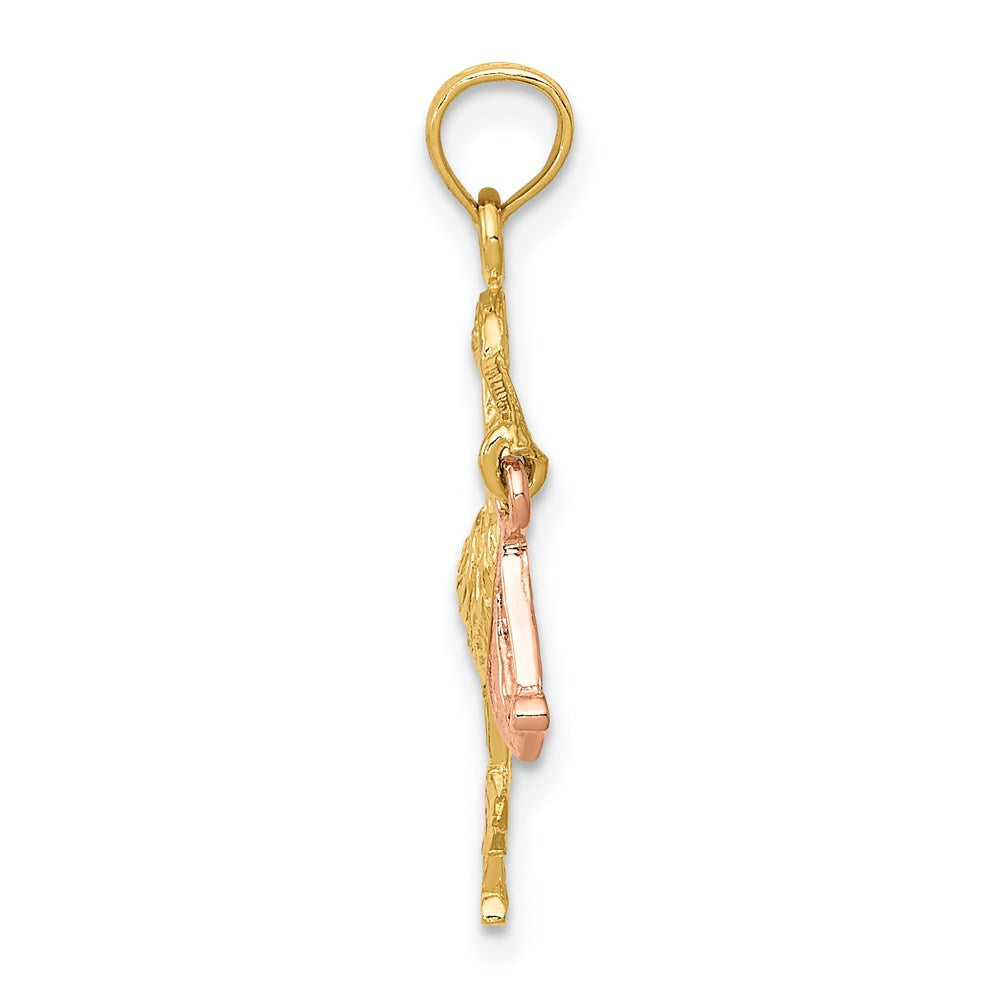 14K Bicolor Stork Anhänger