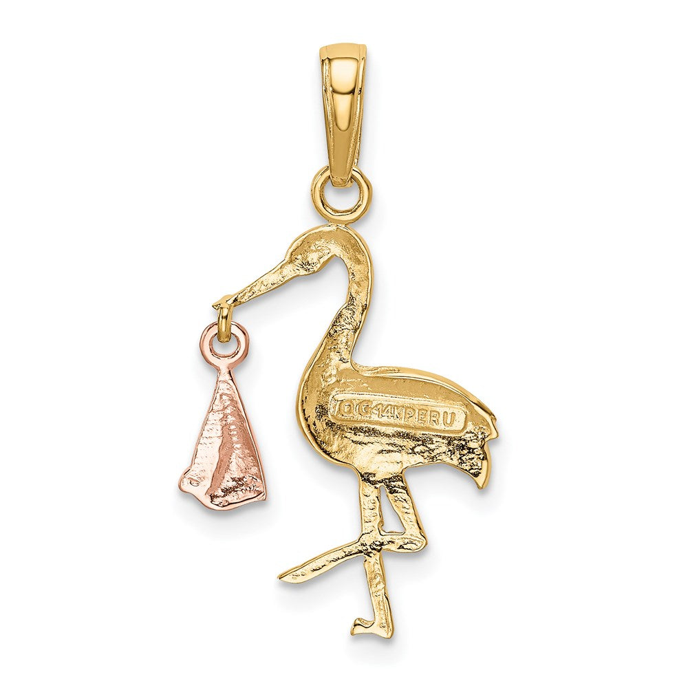 14K Bicolor Stork Anhänger