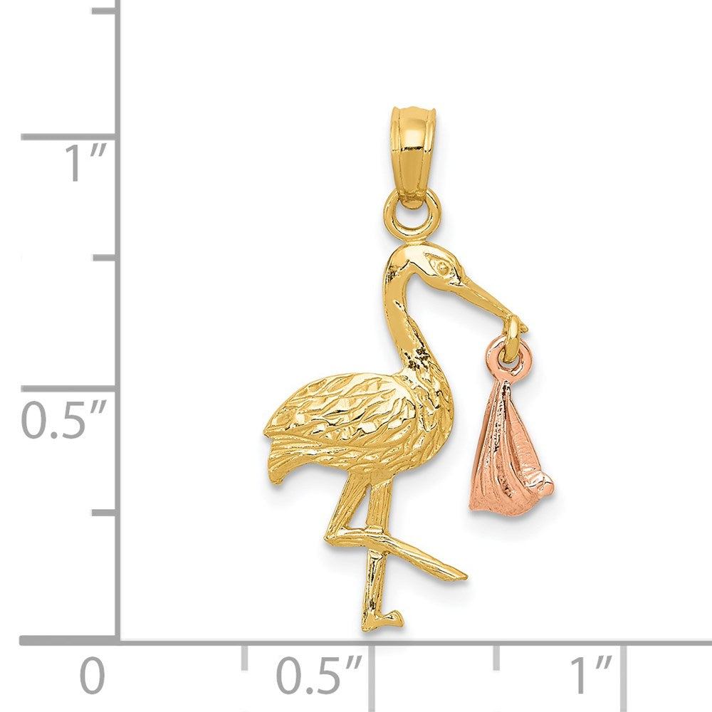 14K Bicolor Stork Anhänger
