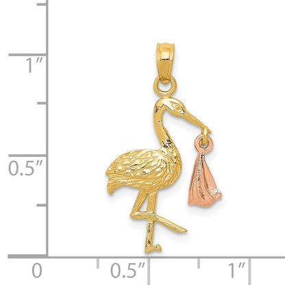 14K Bicolor Stork Anhänger