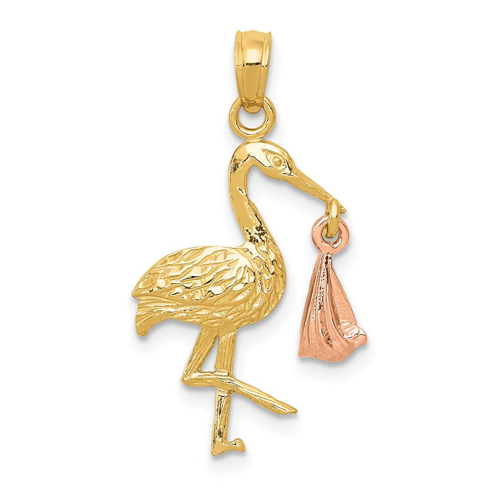 14K Bicolor Stork Anhänger