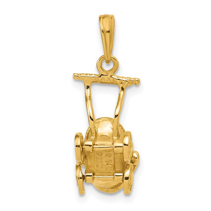 14K Gelbgold 3D-Babywagen-Charm