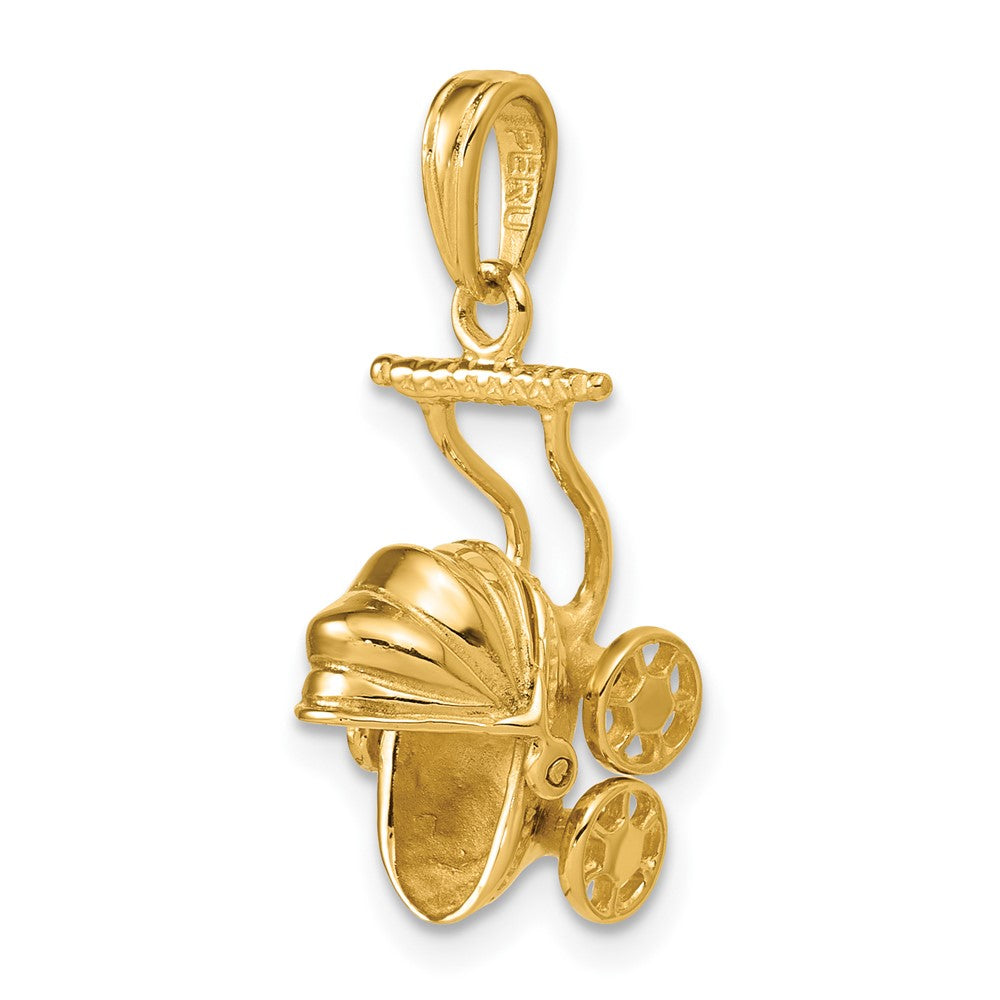 14K Gelbgold 3D-Babywagen-Charm
