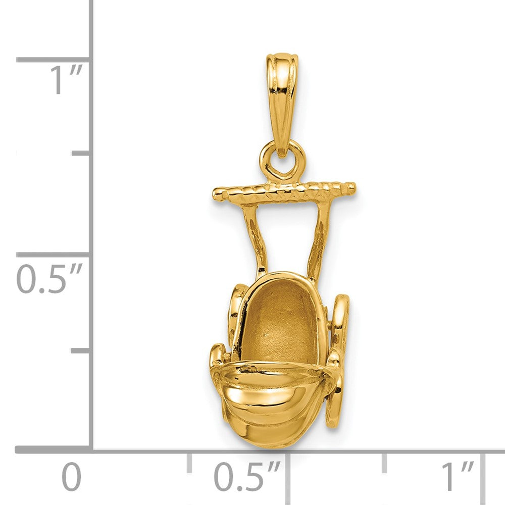 14K Gelbgold 3D-Babywagen-Charm