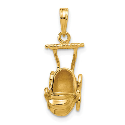 14K Gelbgold 3D-Babywagen-Charm