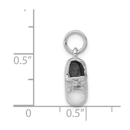 14K Weißgold 3D Baby-Schuh-Charm aus Weißgold