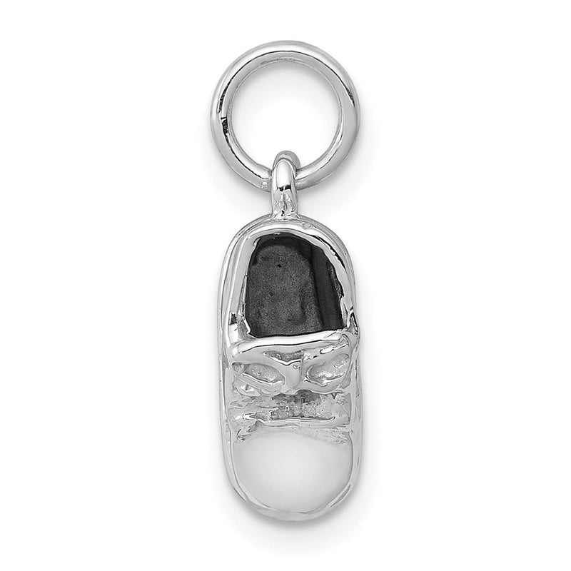 14K Weißgold 3D Baby-Schuh-Charm aus Weißgold