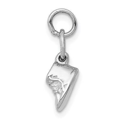 14K Weißgold 3D beweglicher Baby-Schuhe-Charm aus Weißgold