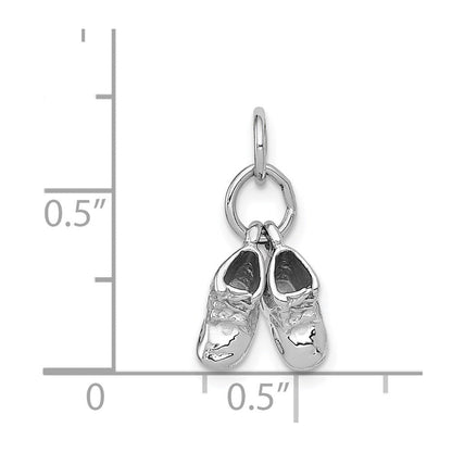 14K Weißgold 3D beweglicher Baby-Schuhe-Charm aus Weißgold