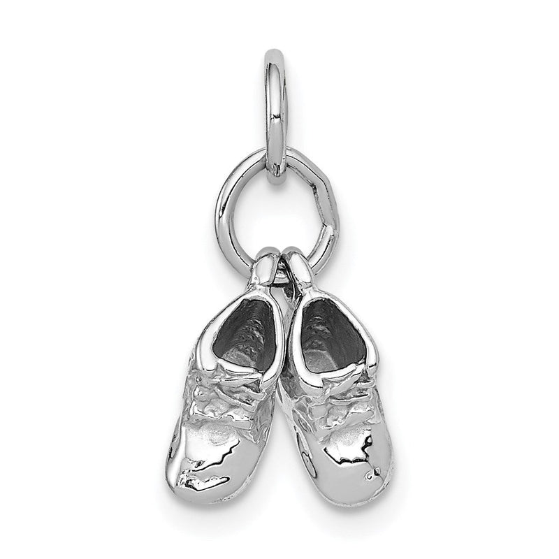 14K Weißgold 3D beweglicher Baby-Schuhe-Charm aus Weißgold