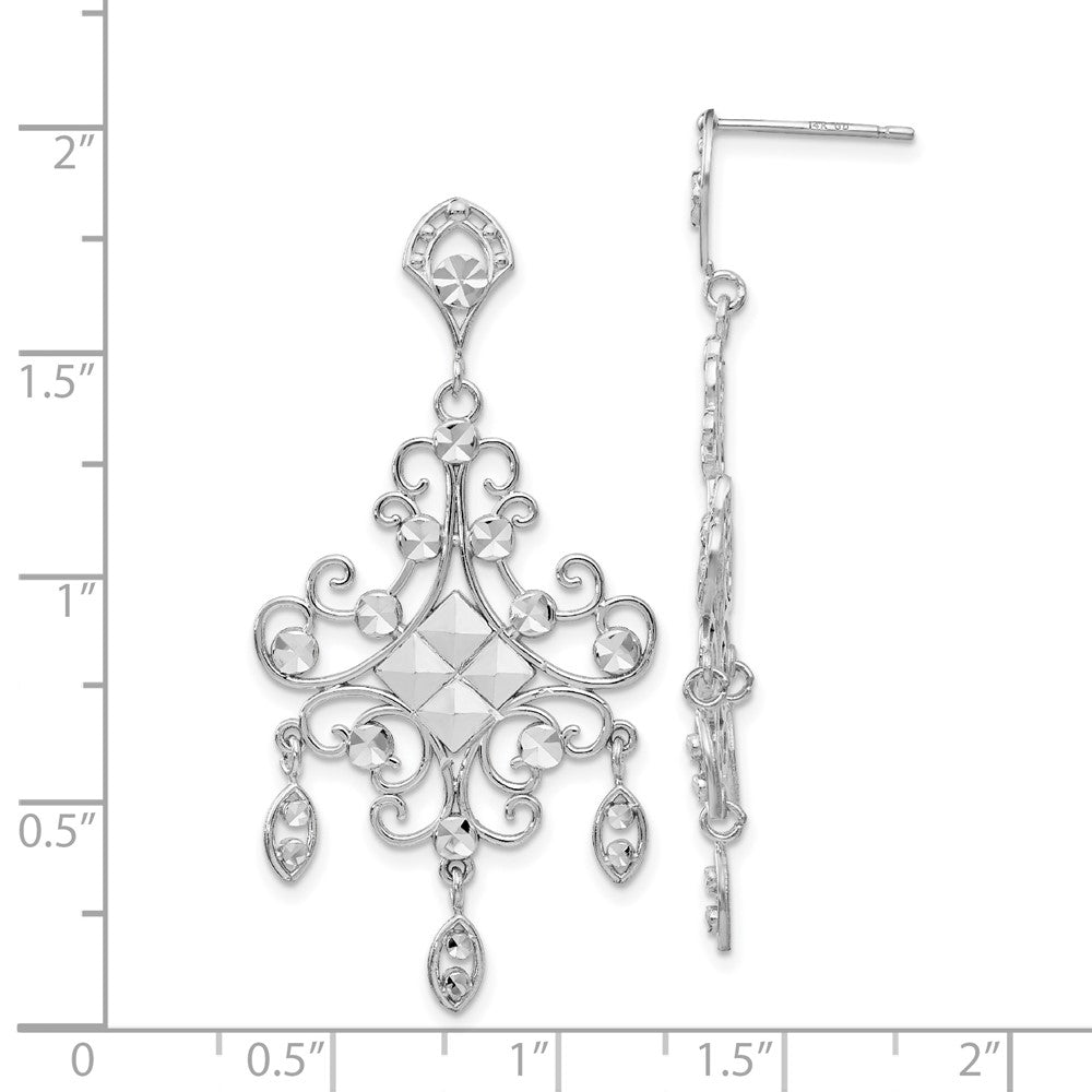 14K Weißgold Filigran Chandelier Ohrringe
