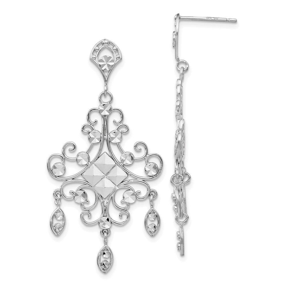 14K Weißgold Filigran Chandelier Ohrringe