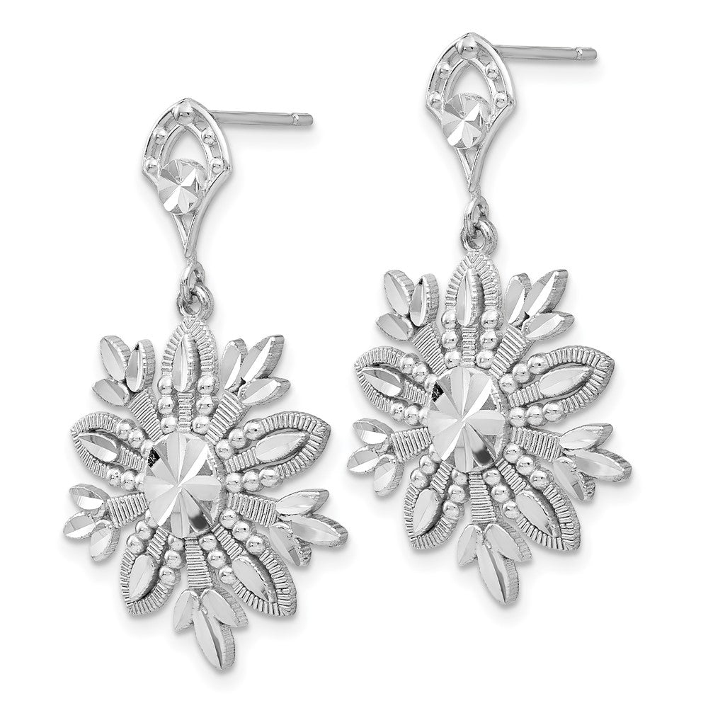 14K Weißgold Schneeflocken-Ohrhänger, ausgefallenes Design
