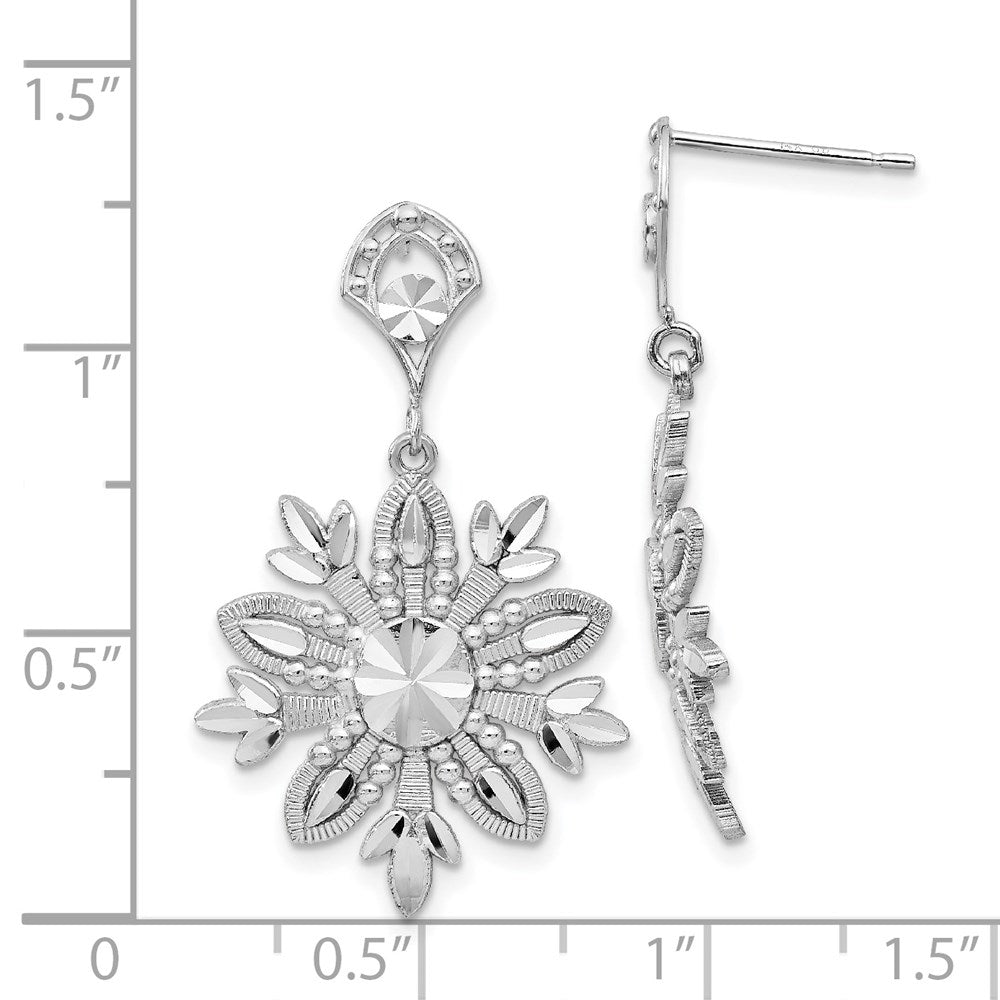 14K Weißgold Schneeflocken-Ohrhänger, ausgefallenes Design