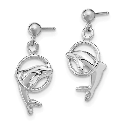 14K Weißgold Delfin-Ohrhänger
